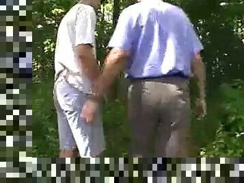 French Gangbang in forest