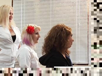 Four women fun time with gynecologist