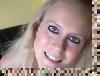 Horny euro bimbo in ripped open jeans