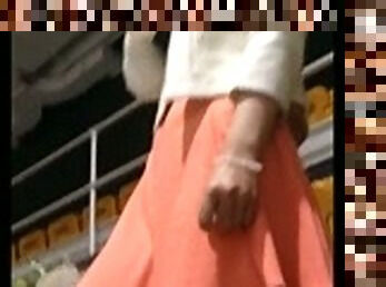 Voyeur of Asian with great legs in flats.