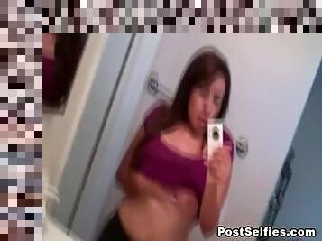 Naked In Mirror Selfie Of A Beautiful Busty Teen Babe