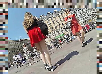 Red Skirt Lose Fight To The Wind