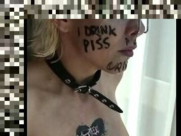 MILF prossie drinks her own piss and I spit in her face