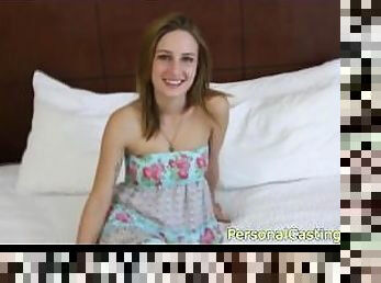 Skinny teens fake casting audition pov