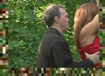 Lora spanked and fucked into the woods