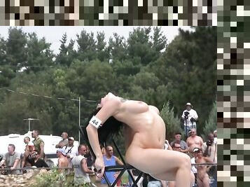 front row seat for a stripper festival at a nudist resort