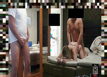 Party sex,husband watsinng