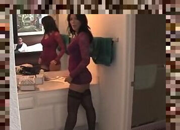 Horny milf jerks off her driver