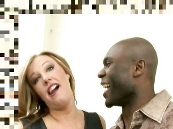 Big racked MILFie lady lets black stud eat her wet pussy well