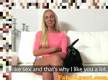 FakeAgent Blonde babe sucks and fucks in casting