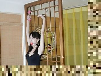 Chinese cute girl handcuffs BDSM bondage