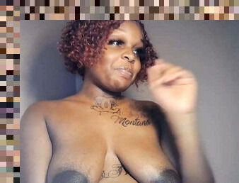 Puffy huge areola on black sagging tits Milf