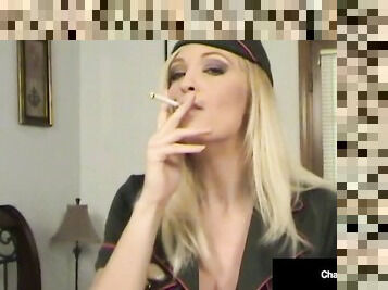 Busty Cigarette Smoking Cougar Charlee Chase Smokes A Lucky Hard Cock!