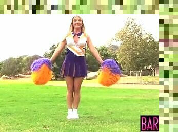 Cheerleader Tristyn Kennedy eats jizz after pounding