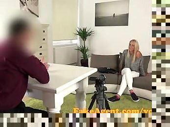 FakeAgent Blonde Student gets juicy Creampie in Casting interview