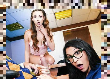 Filthy Step Daughter Gets Caught Performing Oral On Guys All Around The School
