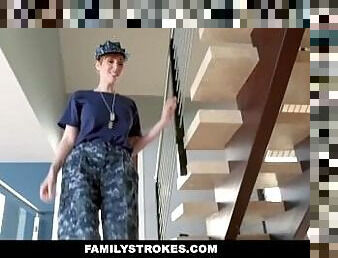 FamilyStrokes - Redhead Military Wife Gets Rammed by Stepson
