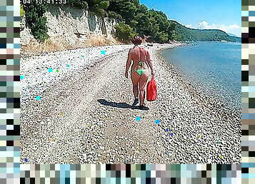 Cur, Nudist, In afara, Public, Nevasta, Plaja, Tatuaj