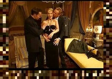 Blonde in black, double fucked