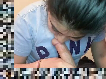 Shy Muslim teen sucks first cock! First cumshot.