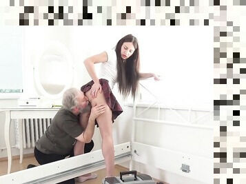 Cute Schoolgirl Fucks Old Grandpa - Lana Ray