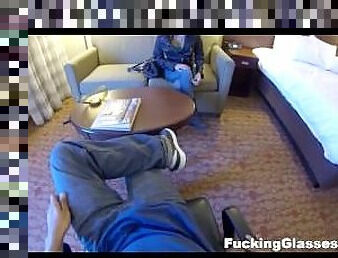 Hotel room spy glasses fuck