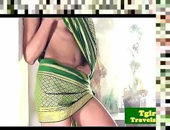 Hindi ladyboy Baiw fingers her sweet little ass