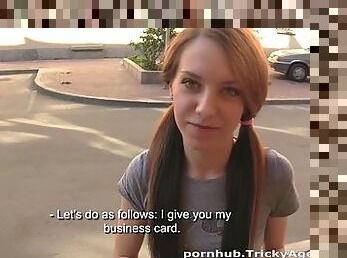 A skinny redhead is eager to be fucked!