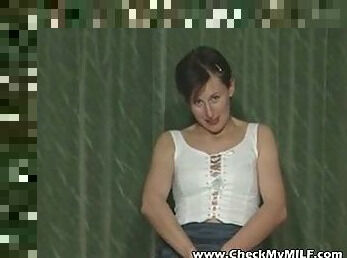 Gorgeour soccer MILF in lacy stockings playing with dildo
