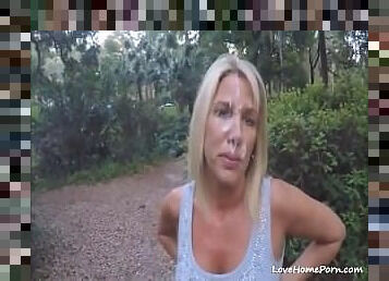 Mature blonde gets a potion of warm cull all over her pretty face