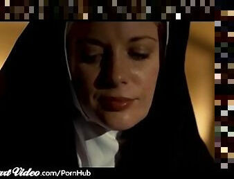 Busty Lesbian Nuns Eat Each Other Out as Sister Secretly Watches