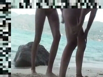 Capra, Nudist, In afara, Jet de sperma, Adolescenta, Cuplu, Plaja, Sperma, Excitat, Futai