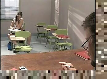 Schoolgirl spreads her legs for her teacher