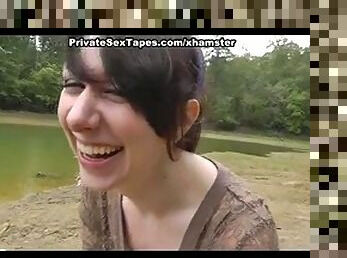 Emo girlfriend fucked in the forest