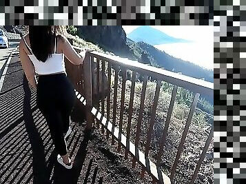 Horny brunette ruins the forest walk to her best friend